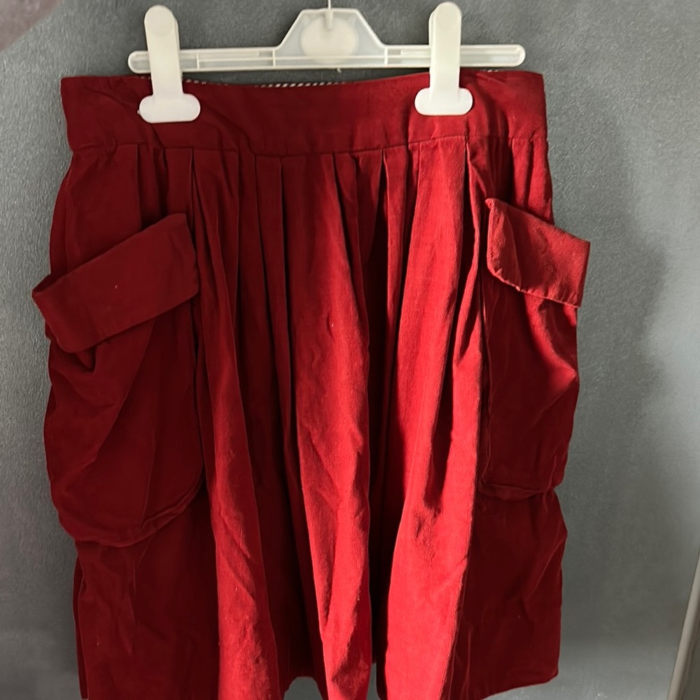 Stylish Red Skirt with Pockets